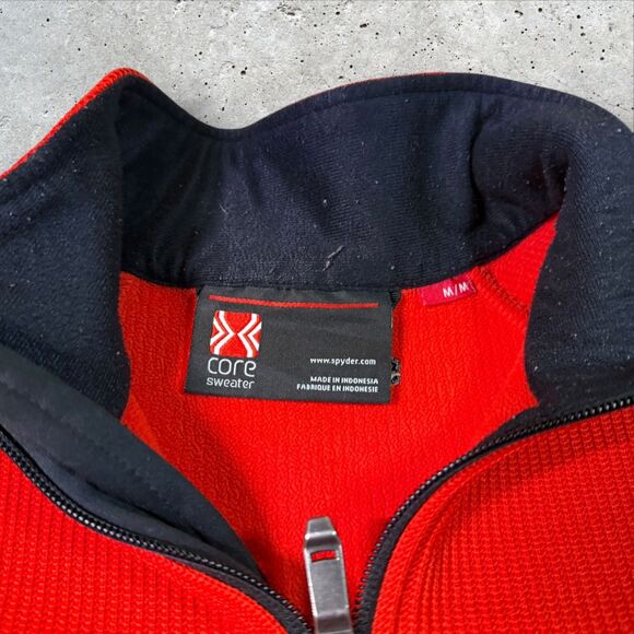Spyder Core Sweater Men’s Medium Red Black 1/4 Zip Pullover Fleece Outerwear - Picture 2 of 12